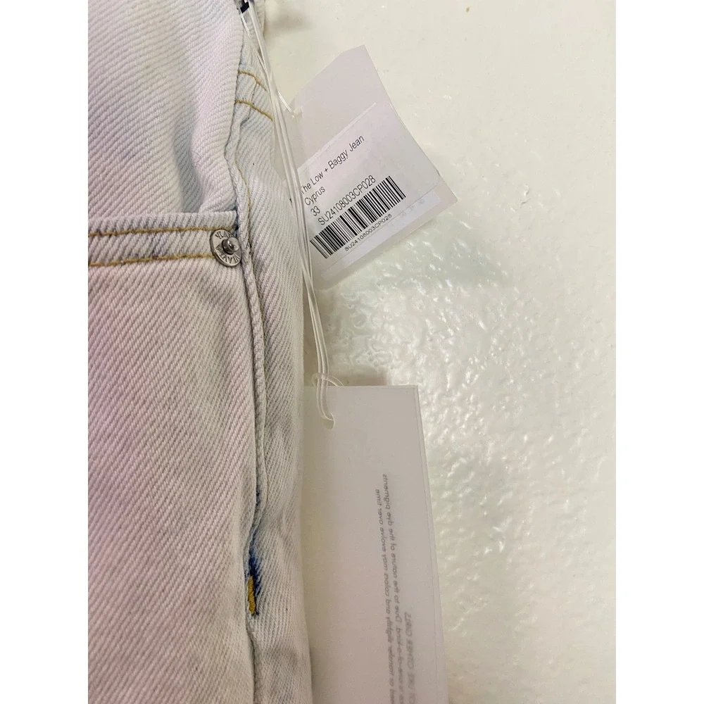 VIAVIA The Low + Baggy Jean Cyprus Tie Dye Wide Leg Denim Pants White Blue Sz 33